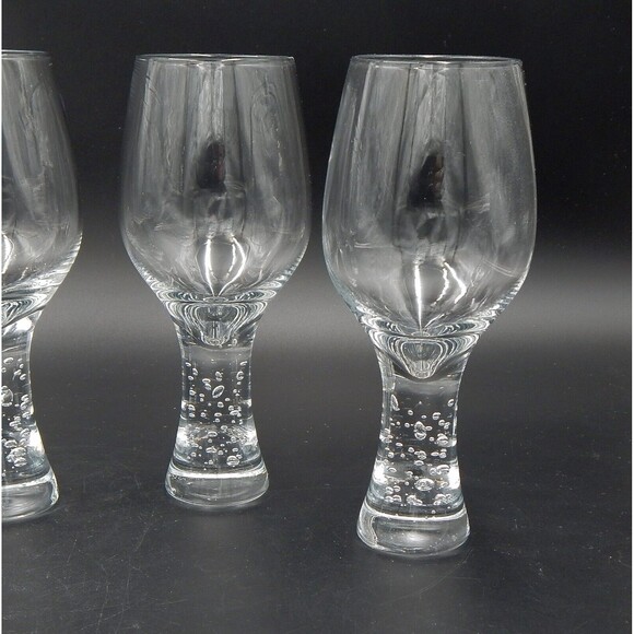 Pier 1 One Bubble Stem Wine Glasses Clear Glassware Set of 4 Hand Blown - Picture 7 of 11